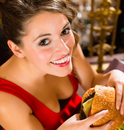 Woman with burger